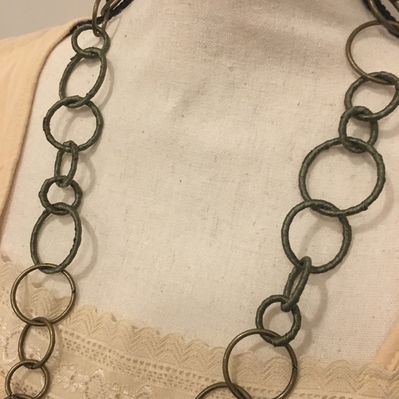 🌾Long Green & Bronze Hoop Necklace🌾 - Picture 4 of 6